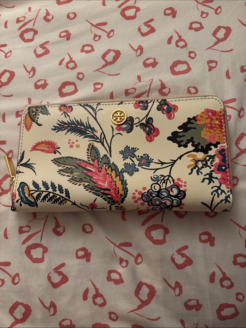 Tory Burch Parker Floral Continental Zip Wallet nwt